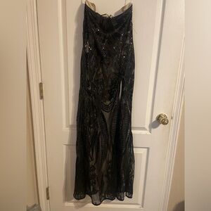 NWT Lulus‎ Elegant Black Sequin Midi Dress S Gown Party Cocktail Holiday Prom